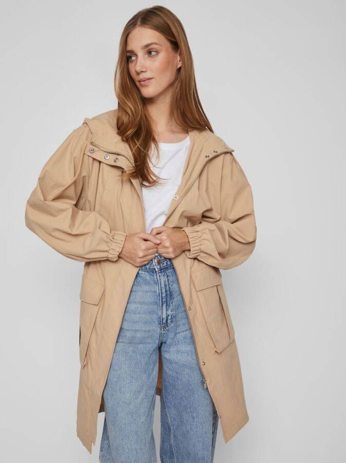 Vila Visiliana Long Park Jacket oos , Beige, Dames