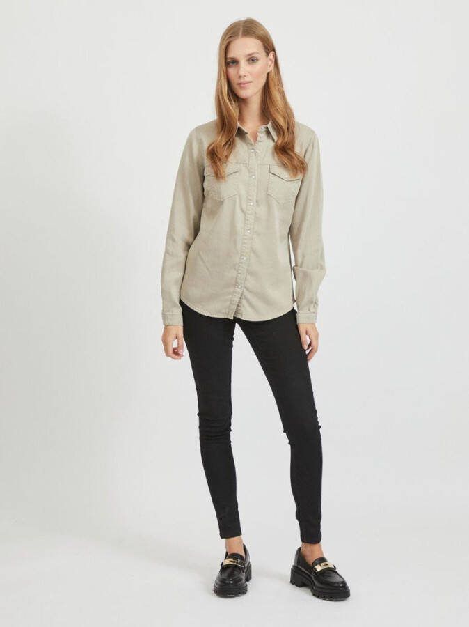 Vila Vibista shirt , Beige, Dames