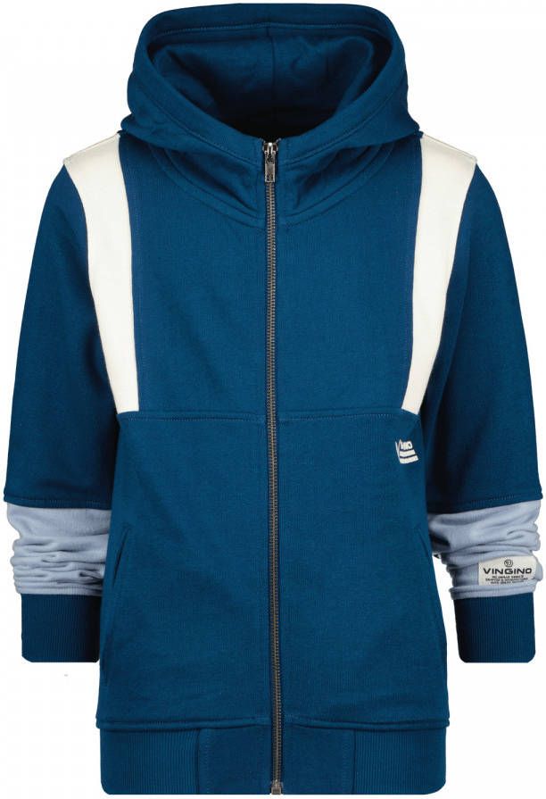 Vingino sweatvest Ojero donkerblauw/wit