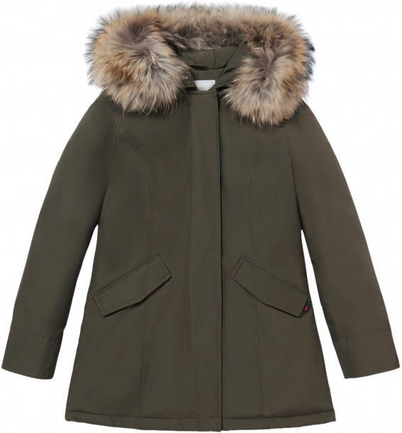 Woolrich Arctic Parka met afneembare bontafwerking , Groen, Dames