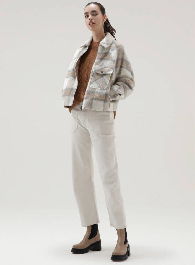 Woolrich Jack in wolblend met ruitdessin en borstzak