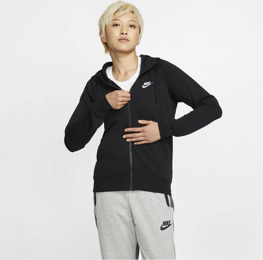 Nike Sportswear Essential Fleecehoodie met rits voor dames Zwart