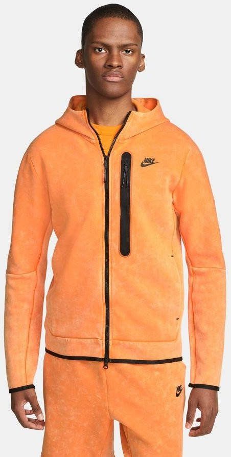 Nike Sportswear Tech Fleece Hoodie met gewassen look en rits over de hele lengte voor heren Oranje