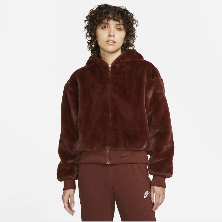 Nike Sportswear Essentials Damesjack met imitatiebont Bruin