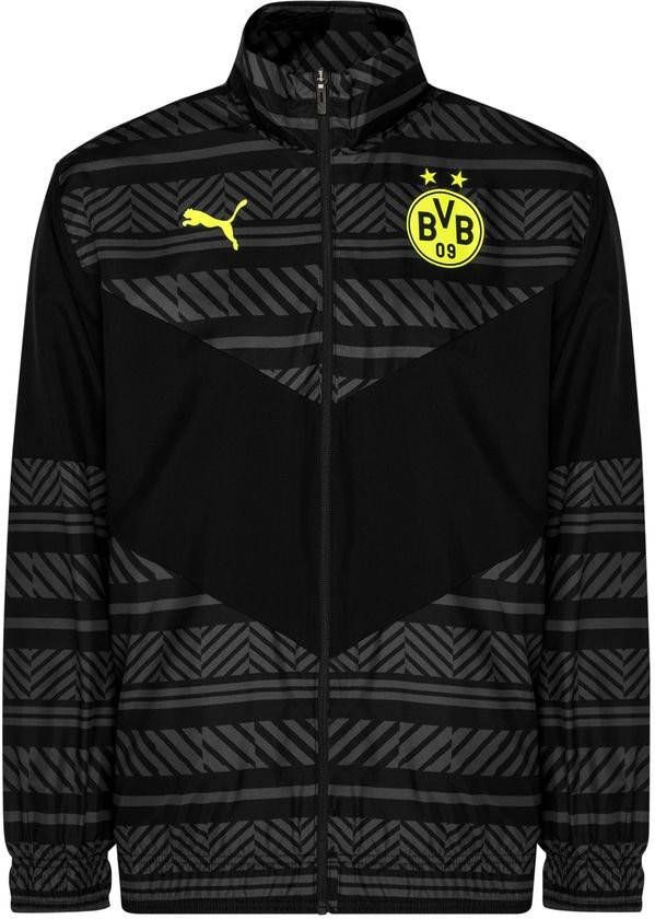 PUMA Borussia Dortmund Pre Match Trainingsjack 2021 2022 Zwart Geel