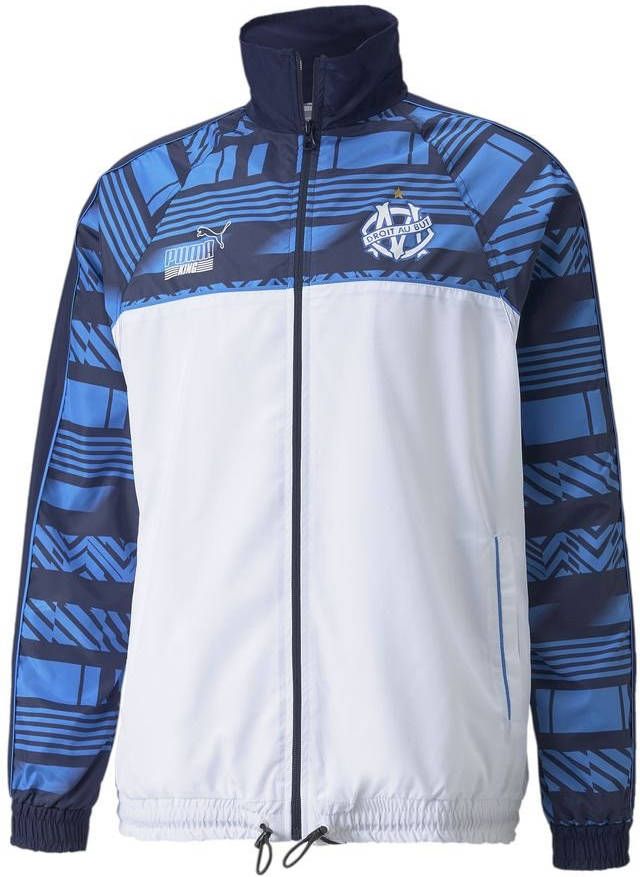 PUMA Olympique Marseille FtblHeritage Trainingsjack 2021 2022 Wit Donkerblauw