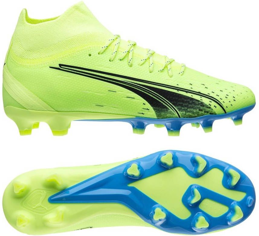 PUMA Ultra Pro Gras/Kunstgras Voetbalschoenen(MG)Lichtgroen Zwart Blauw
