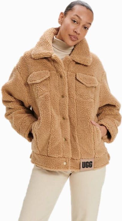 Ugg Frankie truckerjack van imitatielammy voor Dames in Beige,, Polyester
