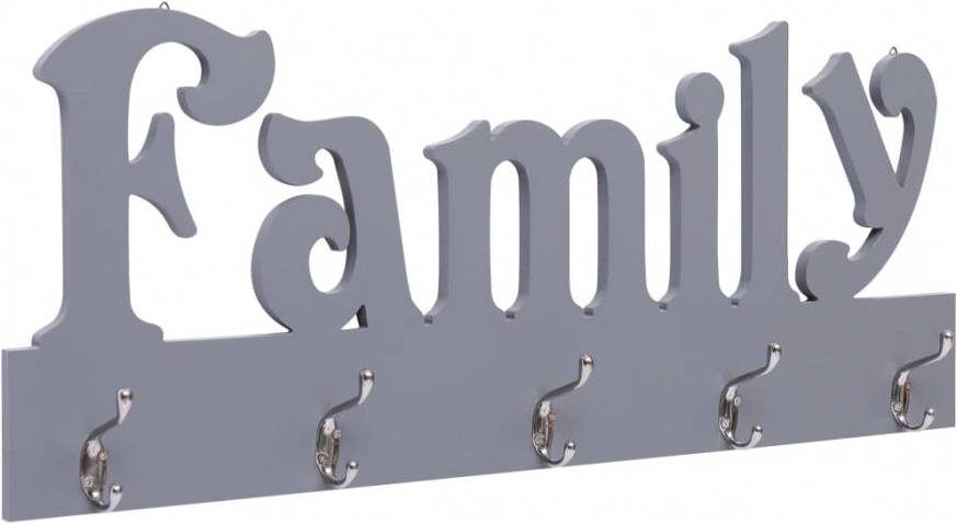 VIDAXL Wandkapstok FAMILY 74x29, 5 cm grijs