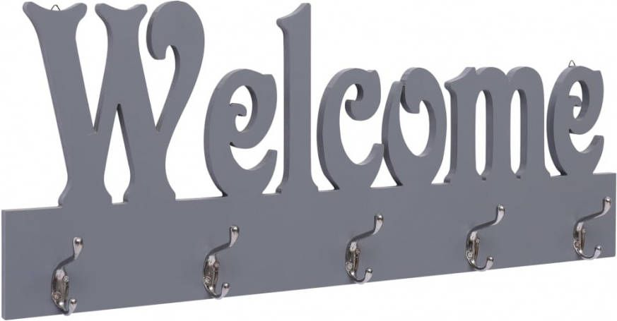 VIDAXL Wandkapstok WELCOME 74x29, 5 cm grijs