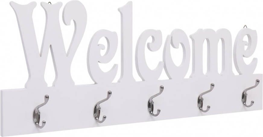 VIDAXL Wandkapstok WELCOME 74x29, 5 cm wit