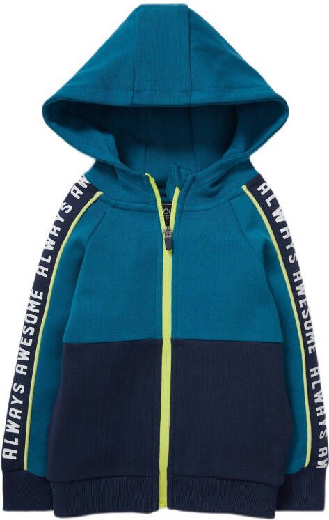 C&A sweatvest met contrastbies petrol/donkerblauw