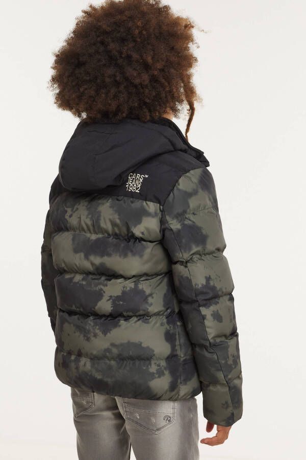 Cars winterjas Smessy met camouflageprint groen/zwart