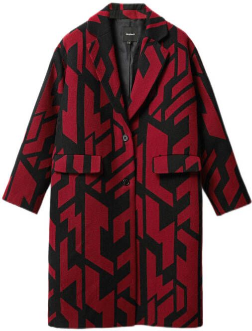 Desigual coat met grafische print zwart/rood