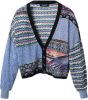 Desigual gebreid vest met all over print blauw/roze/paars/groen online kopen