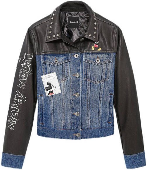 Desigual Mickey Mouse spijkerjasje met grafische print en studs zwart