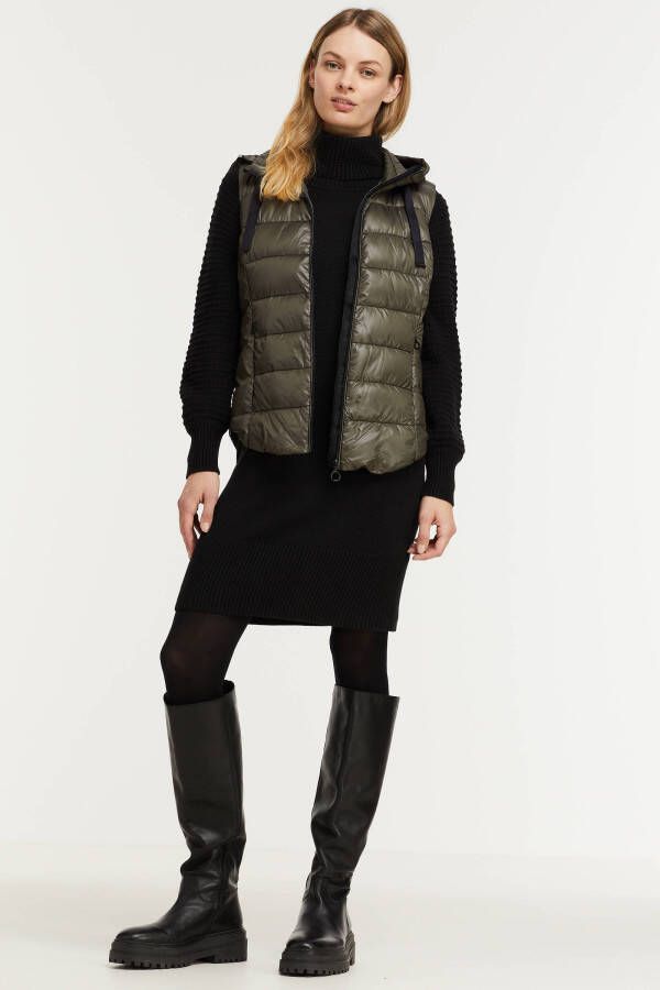 ESPRIT Women Casual bodywarmer van gerecycled polyester donkergroen/zwart
