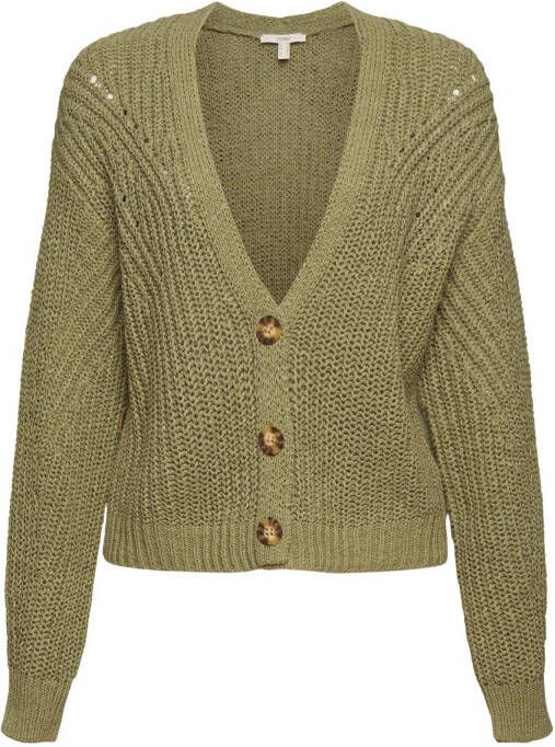 ESPRIT Women Casual grofgebreid vest groen