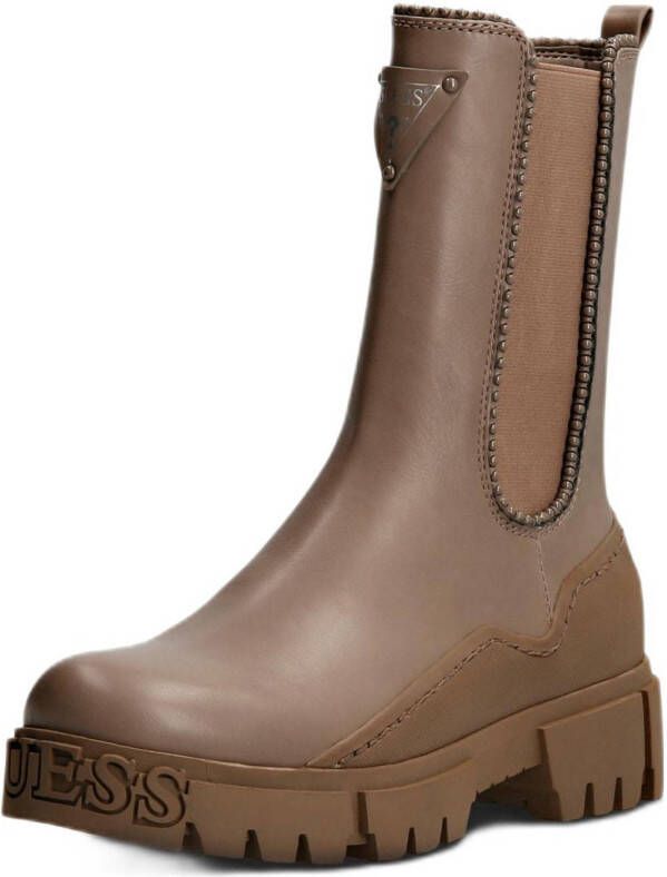 GUESS NAHALLA hoge chelsea boots met studs bruin