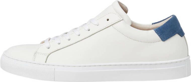 JACK & JONES JFWCOREY leren sneakers wit/blauw