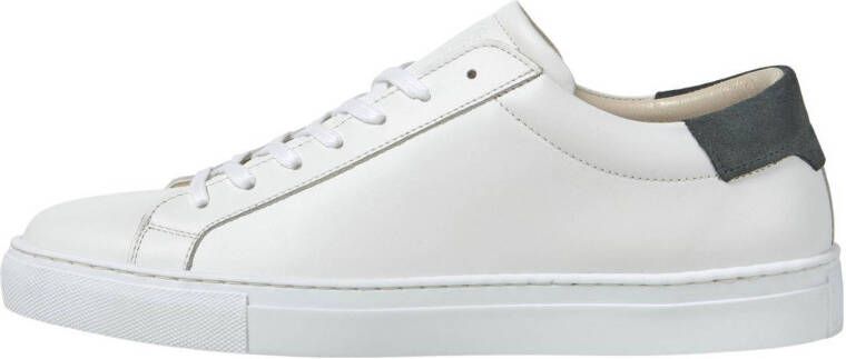 JACK & JONES JFWCOREY leren sneakers wit/donkergroen