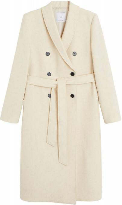 Gestructureerde wollen jas Jassenshoponline.nl Mango wollen coat met ceintuur brique Jassenshoponline.nl