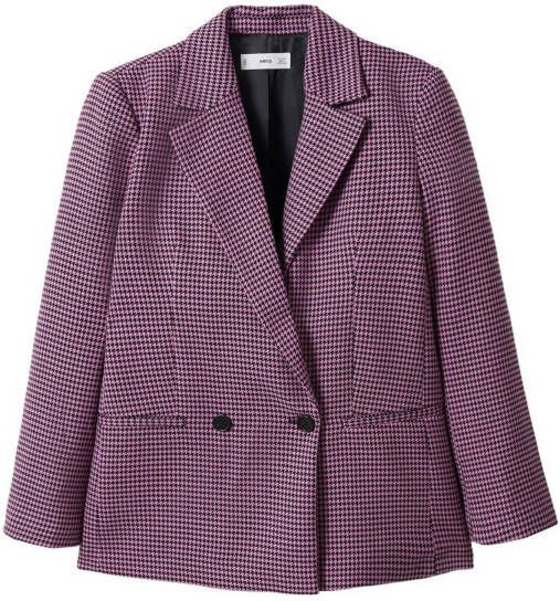 Mango Carlota double breasted blazer met pied de poule dessin