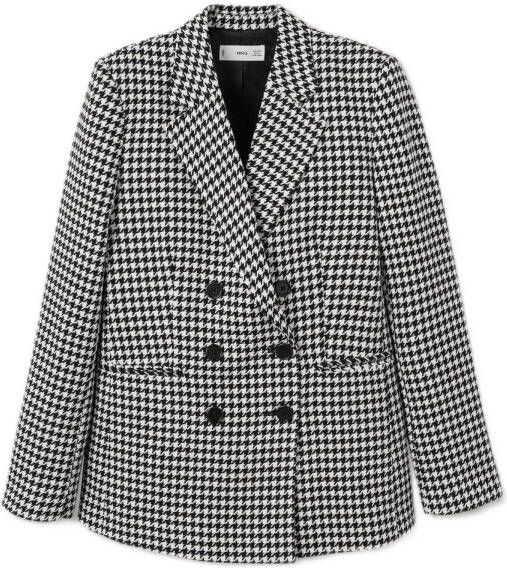 Mango Meghan blazer met paspelzakken en pied de poule dessin