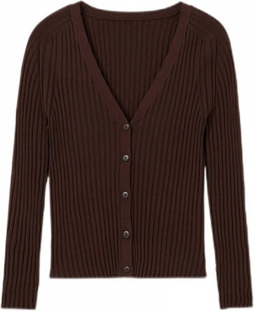 Mango Lisa ribgebreid vest met V hals