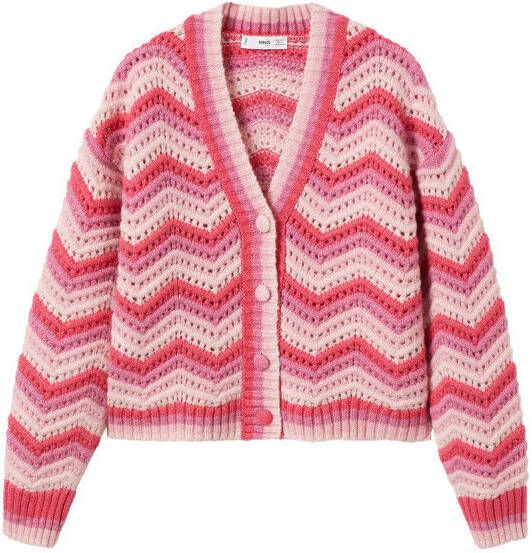 Mango Gretel grofgebreid vest met print