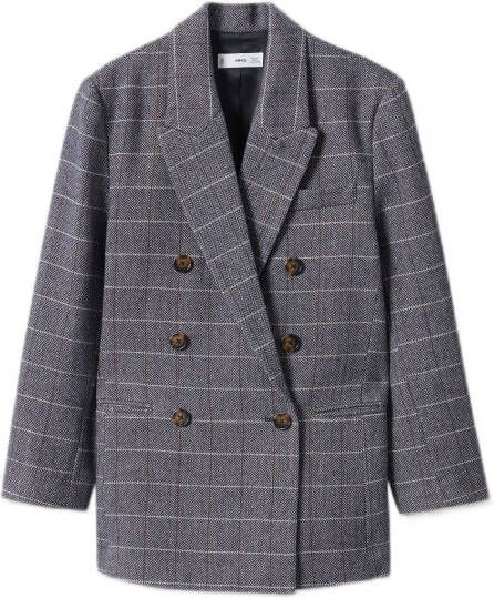 Mango Telmo double breasted blazer in wolblend met ruitdessin