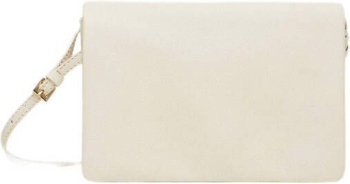 Mango leren schoudertas ecru