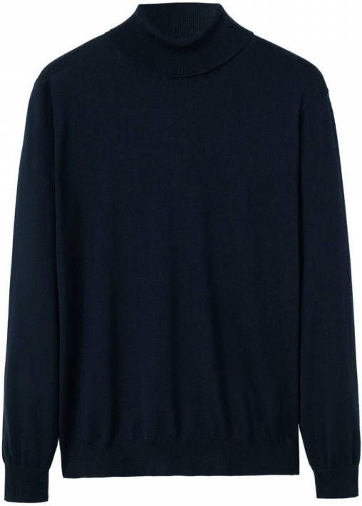 Mango Man fijngebreide coltrui van merinowol marine