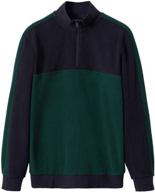 Mango Pole sweater van fleece met halve rits