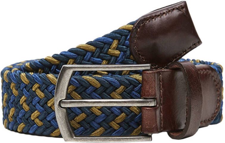 mango man Gevlochten ceintuur met leren appliques