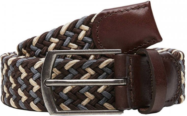 mango man Gevlochten ceintuur met leren appliques