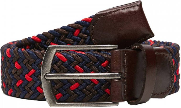 mango man Gevlochten ceintuur met leren appliques