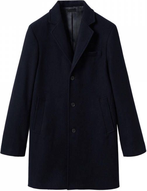 Mango Hake mantel in wolblend met steekzakken