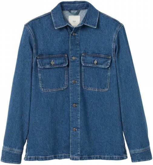 Mango Man regular fit denim overshirt changeant blauw