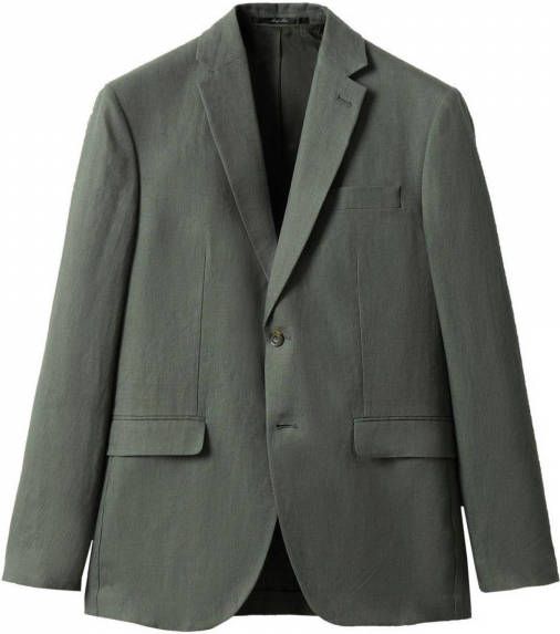 Mango Cola slim fit colbert van linnen met klepzakken