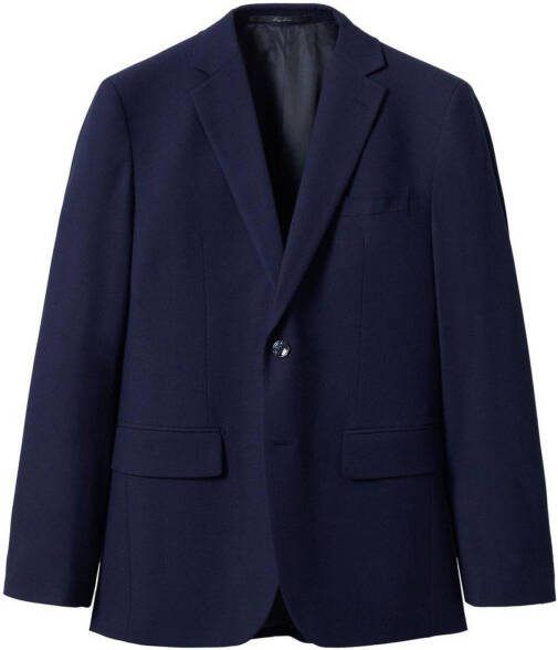 Mango Man slim fit colbert van gerecycled polyester middenblauw