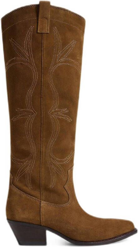 Mango suède cowboylaarzen bruin