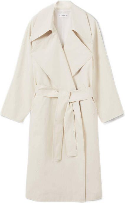Mango Mint trenchcoat met steekzakken en strikceintuur