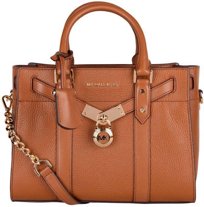 Michael Kors leren handtas Nouveau Hamilton L cognac
