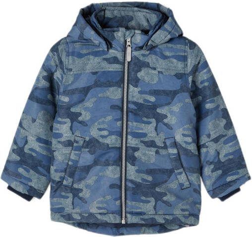 NAME IT MINI baby winterjas NMMMAX met camouflageprint blauw