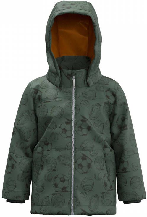 NAME IT MINI winterjas NMMMAX met all over print groen