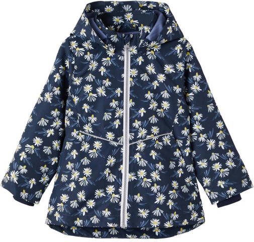 NAME IT MINI zomerjas NMFMAXI van gerecycled polyester donkerblauw/wit/geel