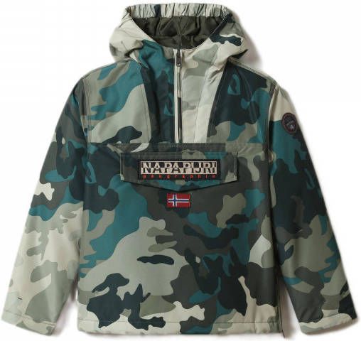 Napapijri anorak/jas Rainforest met all over print donkergroen/beige