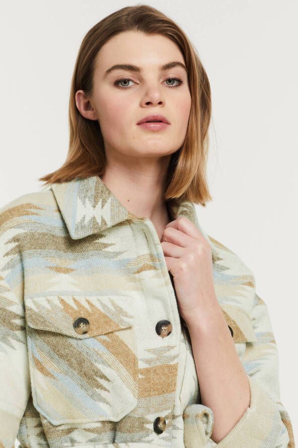 ONLY jack ONLFRIDA met all over print en ceintuur beige/bruin/lichtblauw