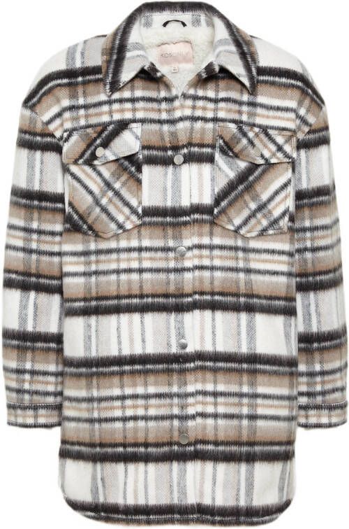 ONLY KIDS geruite shacket KONANDREA STORMY wit/zwart/bruin